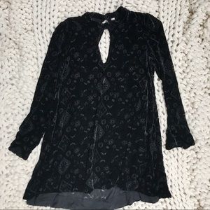 Free People Black Long Sleeve Velvet Lace Dress